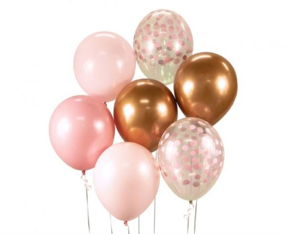 Sada latexových balónků - chromovaná růžová 7 ks, 30 cm