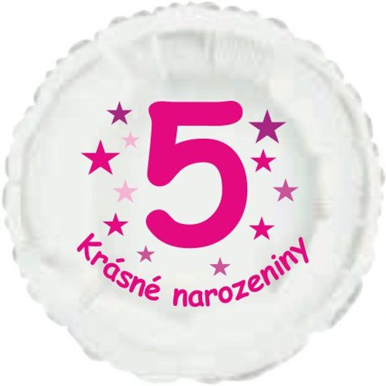 Krásné 5. narozeniny fóliový balónek kruh pro holky