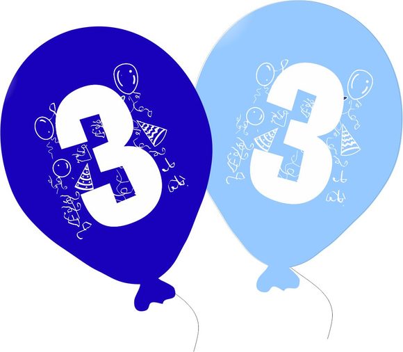 Balonky narozeniny 5ks s číslem 3 pro kluky-