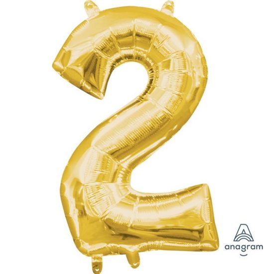 Amscan Balónek foliový narozeniny číslo 2 zlatý 33cm x 20cm