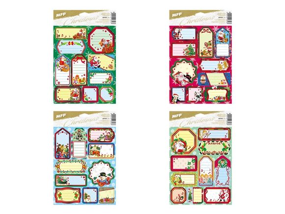 samolepky na dárky vánoční červené 200x300mm/10ks 8885995