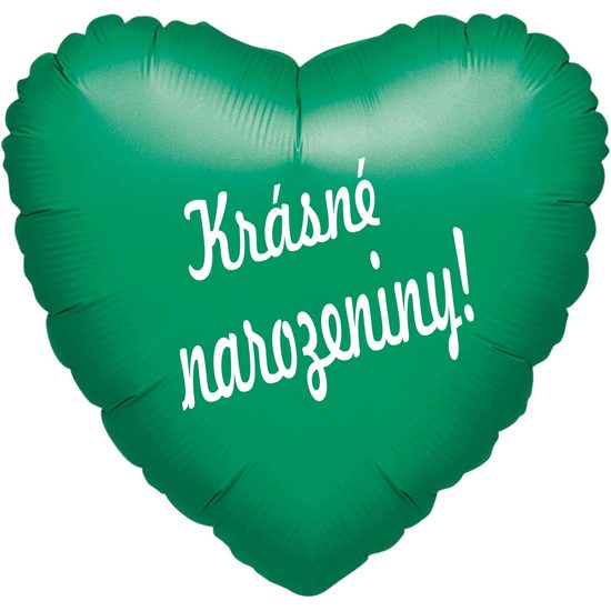 Balónek fóliové zelené srdíčko Krásné narozeniny!