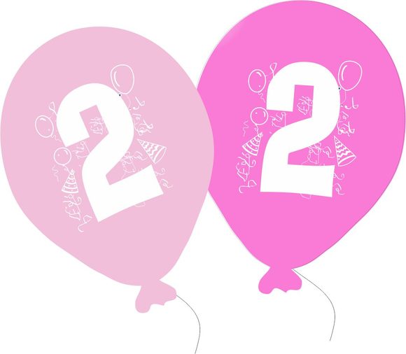 Balonky narozeniny 5ks s číslem 2 pro holky