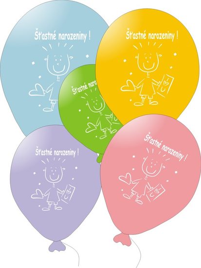 Balonky šťastné narozeniny 5ks mix