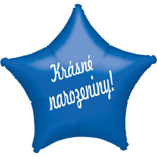 Fóliový balónek hvězda modrá Krásné narozeniny!