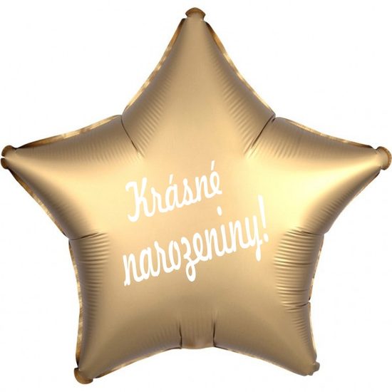 Balónek hvězda zlatá Krásné narozeniny!