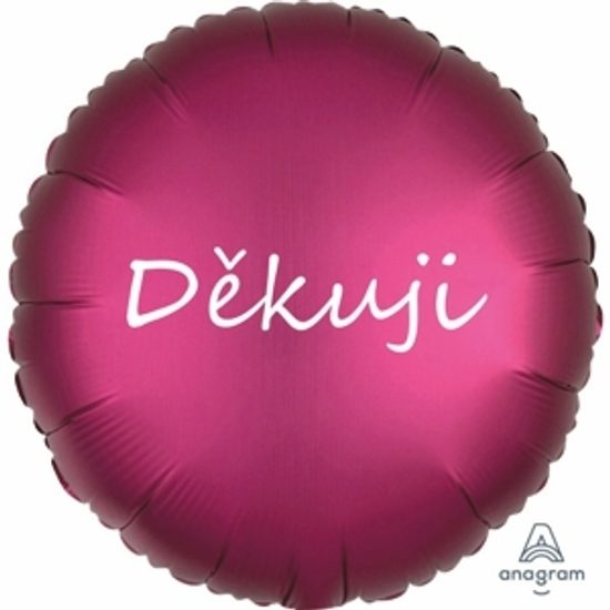 Fóliový balónek tmavě růžový satén Děkuji