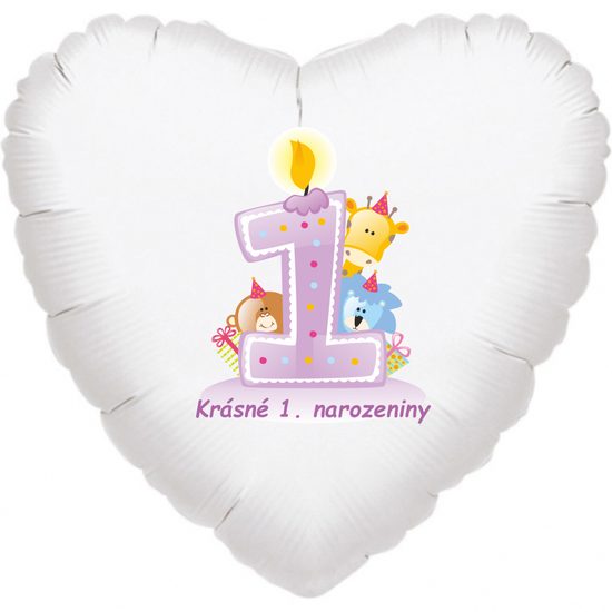 Krásné 1. narozeniny fóliový balónek srdíčko pro holky