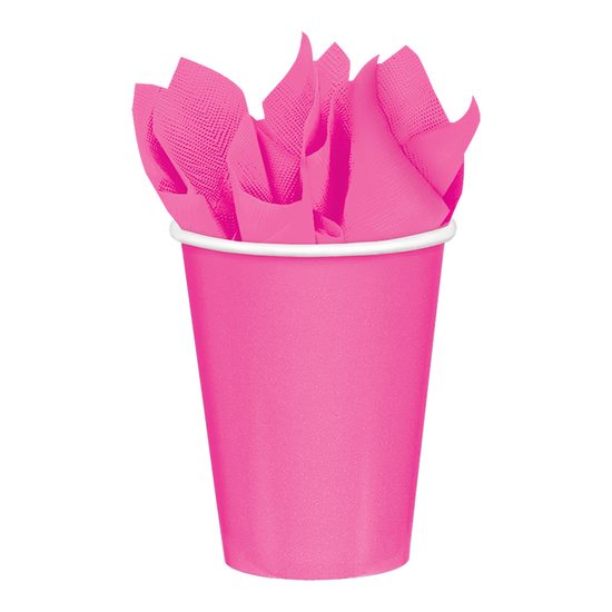 Kelímky papírové Bright Pink 8ks 266ml Amscan