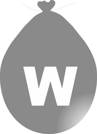 Balónek písmeno W stříbrné