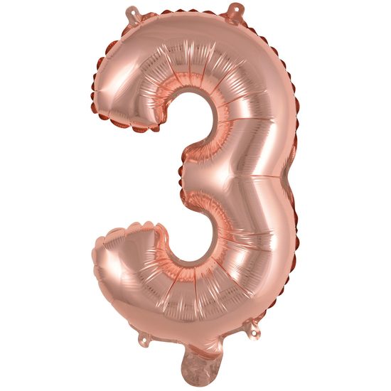 Balónek foliový narozeniny číslo 3 růžovo-zlaté 35cm Amscan
