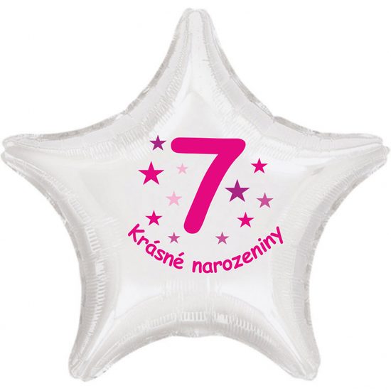 Krásné 7. narozeniny fóliový balónek hvězda pro holky