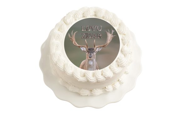 Jedlý papír pro myslivce - jelen a nápis Lovu zdar - 20 cm