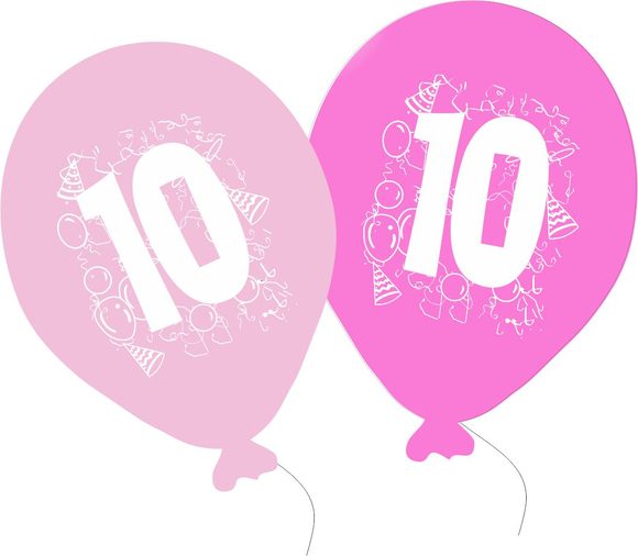 Balonky narozeniny 5ks s číslem 10 pro holky