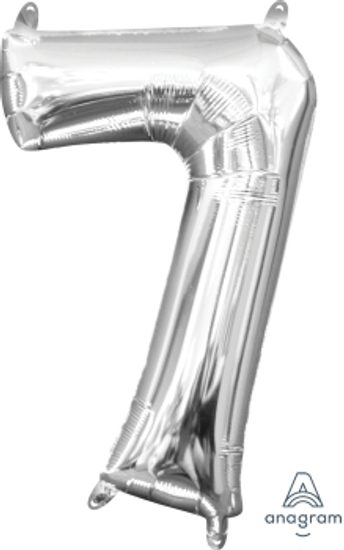 Amscan Balónek foliový narozeniny číslo 7 stříbrný 35cm x 22cm