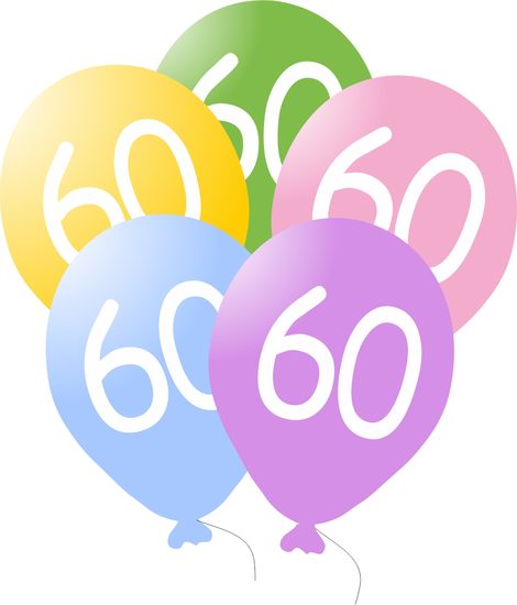 Balonky narozeniny 5ks s číslem 60