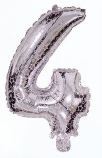 Balón foliový číslice stříbrná 35 cm - 4 (NELZE PLNIT HELIEM)