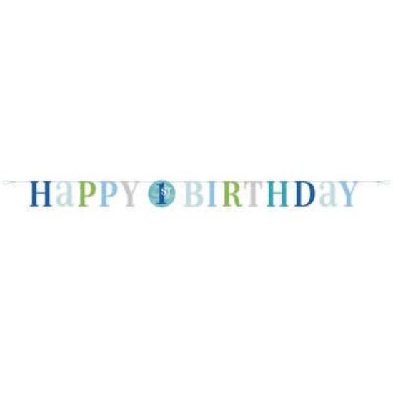 Girlanda 1. narozeniny - Happy Birthday - modrá - 182 cm
