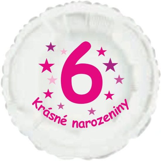 Krásné 6. narozeniny fóliový balónek kruh pro holky