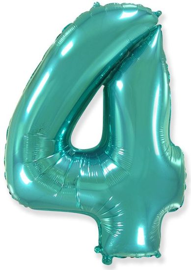 Balón foliový číslice tyrkysová (Tiffany) 115 cm - 4