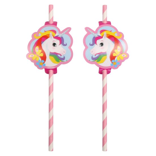 Jednorožec papírové slámky na pití 8 ks