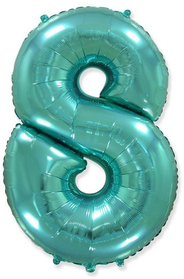 Balón foliový číslice tyrkysová (Tiffany) 115 cm - 8