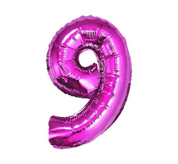 Balón foliový číslice růžová 35 cm - 9 (NELZE PLNIT HELIEM)