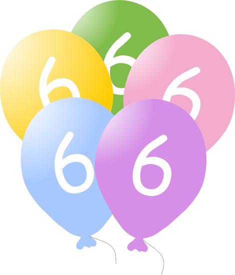 Balonky narozeniny 5ks s číslem 6 pro děti