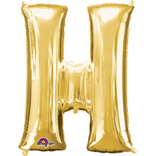 Písmeno H zlatý foliový balónek 33 cm x 25 cm