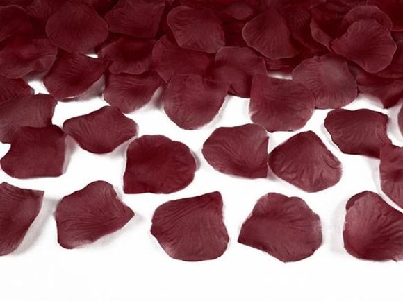 Okvětní lístky růží textilní - tmavě červené / bordó 100 ks