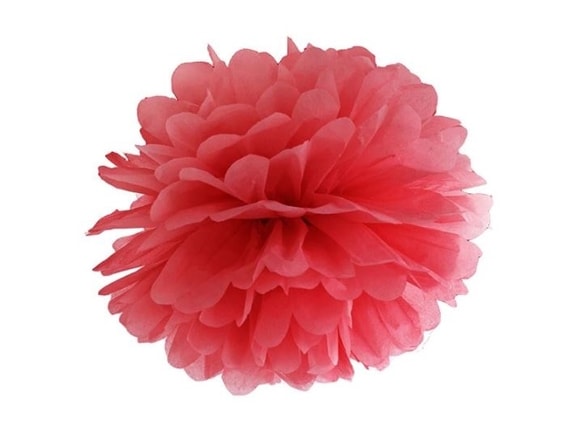 Papírový pompom 35 cm - ČERVENÁ