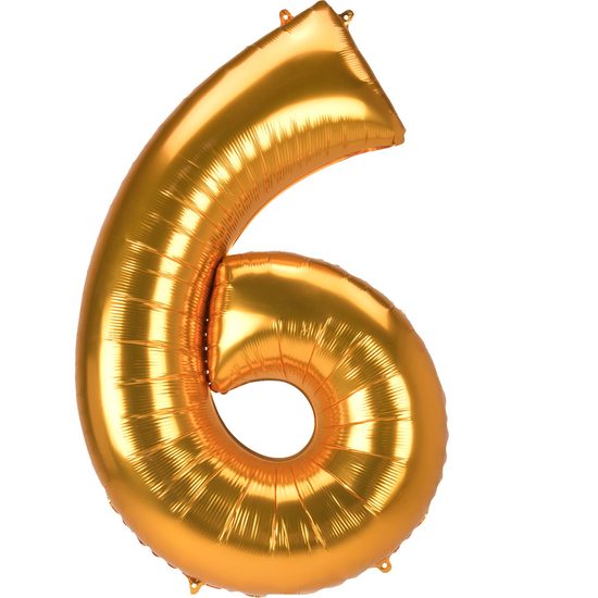Obří balónek číslo 6 zlatý 137 cm x 86 cm