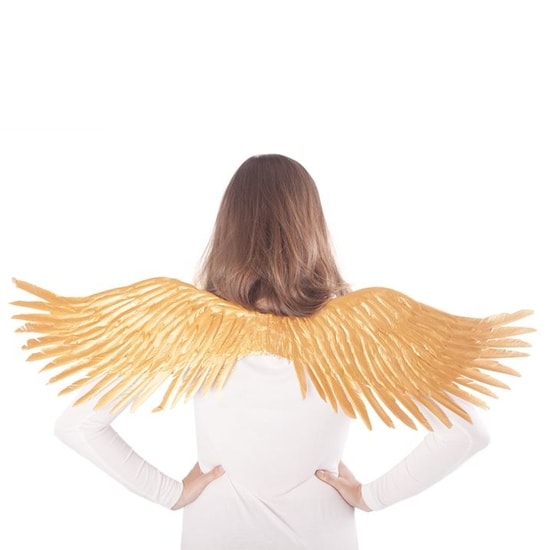 Křídla anděl zlatá, rozpětí křídel 105 cm, délká 52 cm a šířka 30 cm.