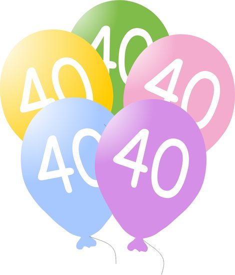 Balonky narozeniny 5ks s číslem 40