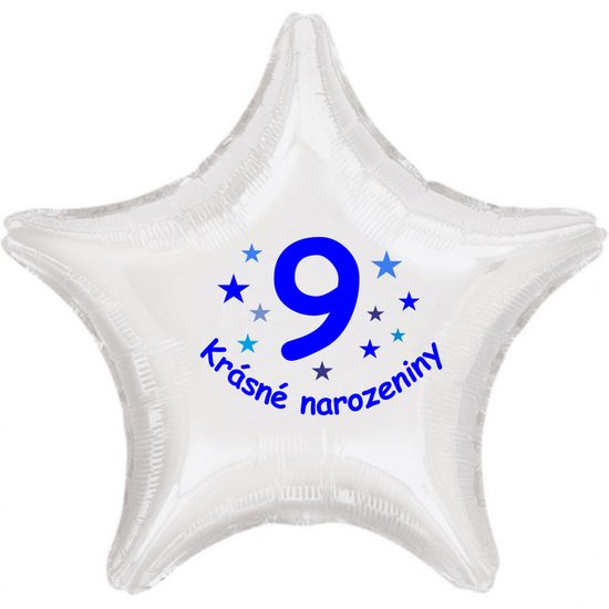 Krásné 9. narozeniny fóliový balónek hvězda pro kluky