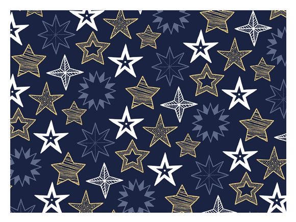 Balící papír vánoční LUX - modrý + zlaté hvězdy - archy 100 x 70 cm - MFP  Paper s.r.o. - Papíry na balení - Balicí a kancelářské potřeby - OLO.cz -  prodej party dekorací a potřeb