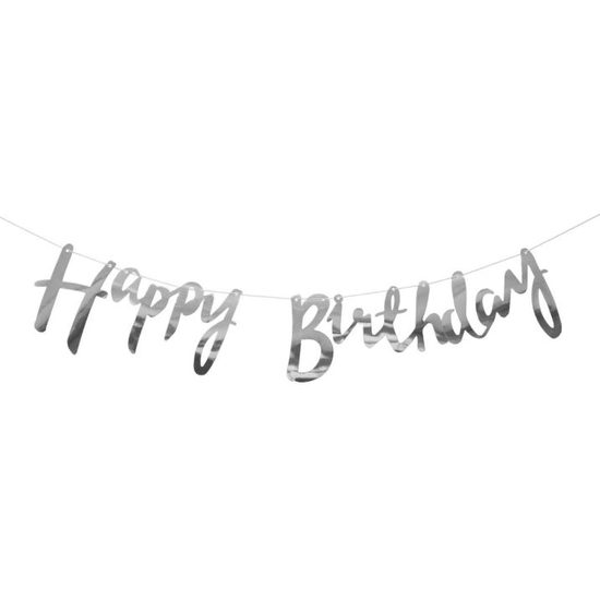 Girlanda narozeniny - Happy Birthday - střibrná, 150 cm