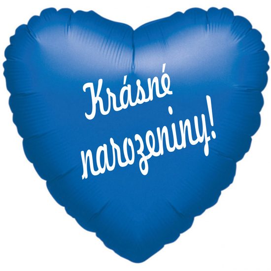 Fóliový balónek srdíčko modré Krásné narozeniny!