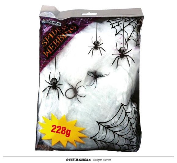 Pavučina bílá 228 g + 4 pavouci - Halloween