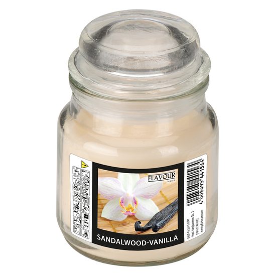 Vonná svíčka Sandalwood-Vanilla ve skle s víkem malá