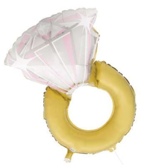 Balón foliový svatební prsten - prstýnek růžový 81 cm - rozlučka se svobodou