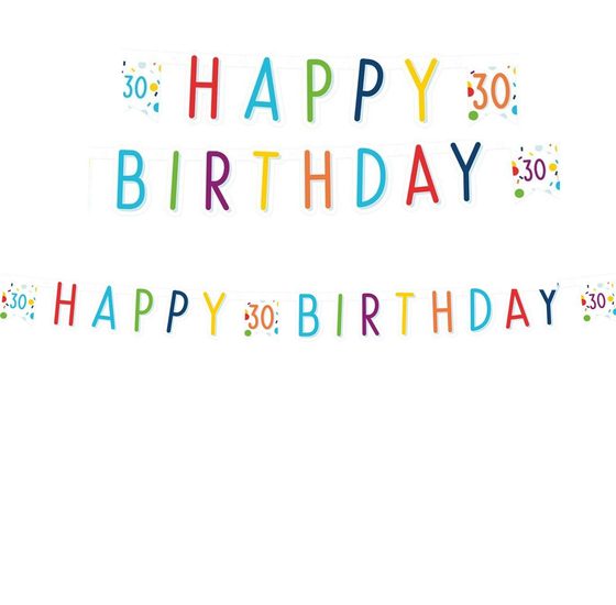 30. narozeniny nápis s puntíky 180 cm x 14 cm