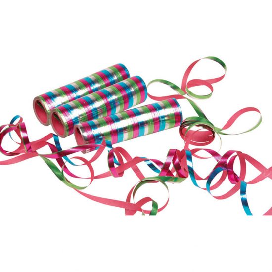 Serpentýny metalické 3ks,7mm x 4m, mix barev