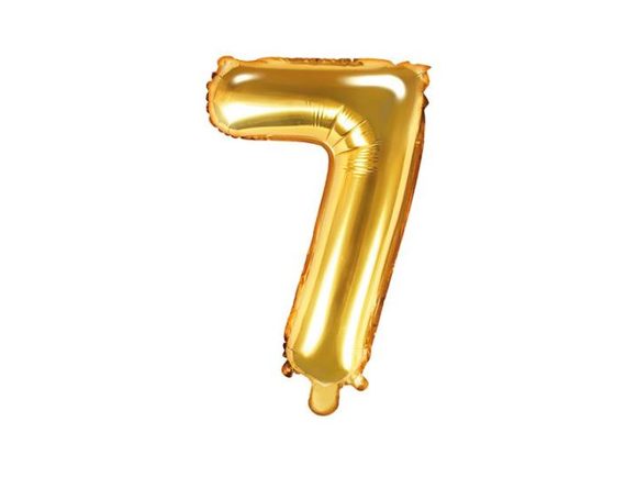 Balón foliový číslice zlatá 35 cm - 7 (NELZE PLNIT HELIEM)