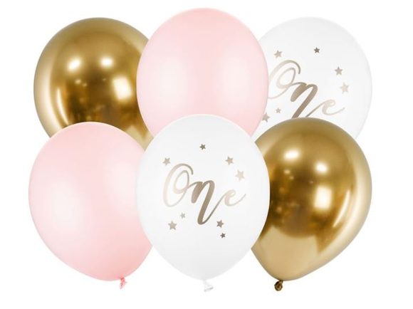 Sada latexových balónků 1. narozeniny - Holka,6ks - 30cm