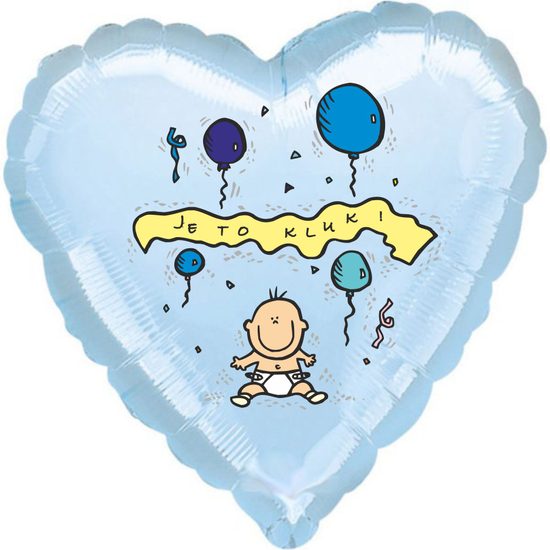 Balónek fóliový světle modré srdíčko Je to kluk!