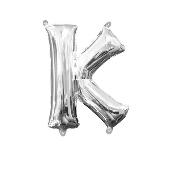 Písmena K stříbrné foliové balónky 25cm x 33cm