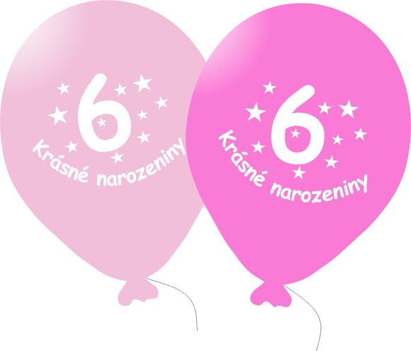 Balónek růžový KRÁSNÉ NAROZENINY číslo 6 - 5 ks