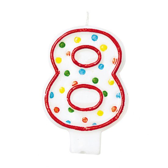 Dortová svíčka číslo 8 s puntíky