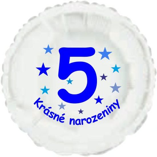 Krásné 5. narozeniny fóliový balónek kruh pro kluky